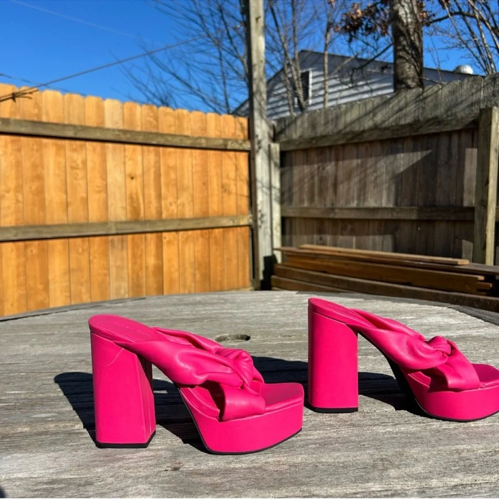 Open Edit Kaia Knot Platform Sandals in pink rouge size 7 hot summer‎ spring y2k